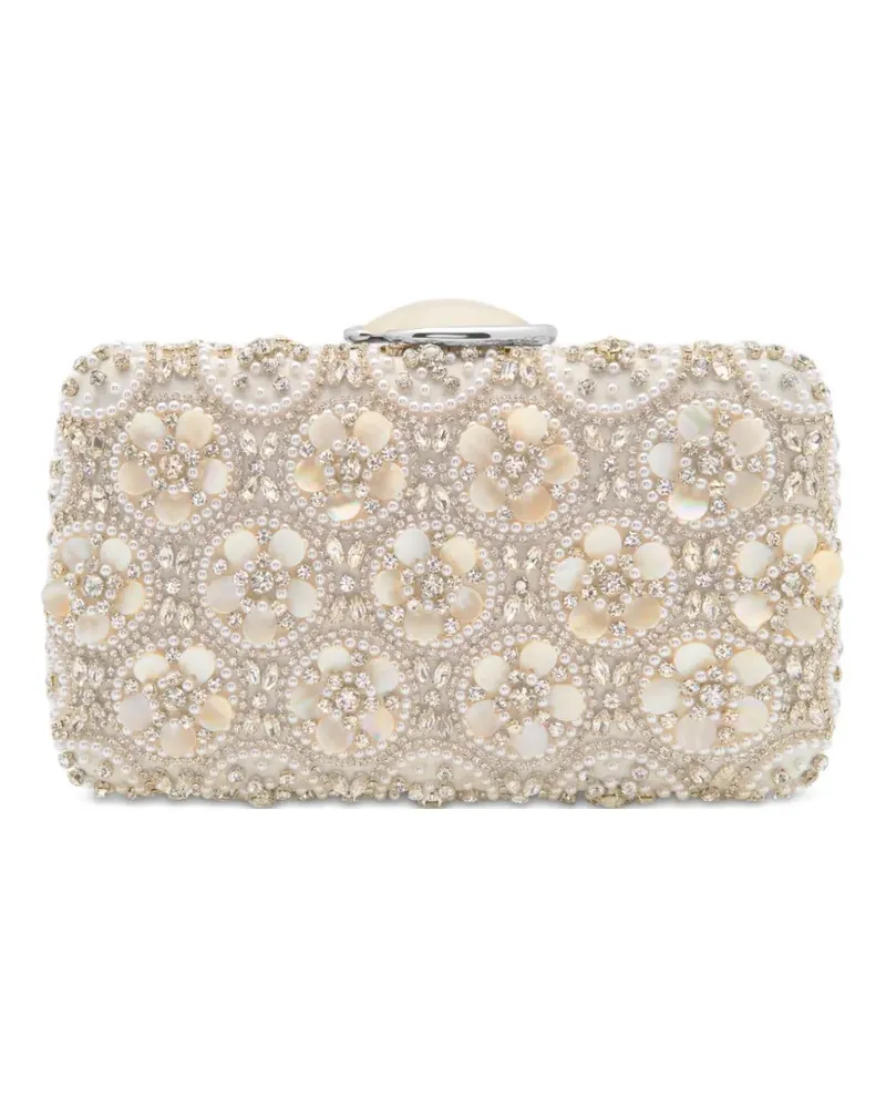 Oscar de la Renta Verzierte Clutch mit Blumen - Nude Nude