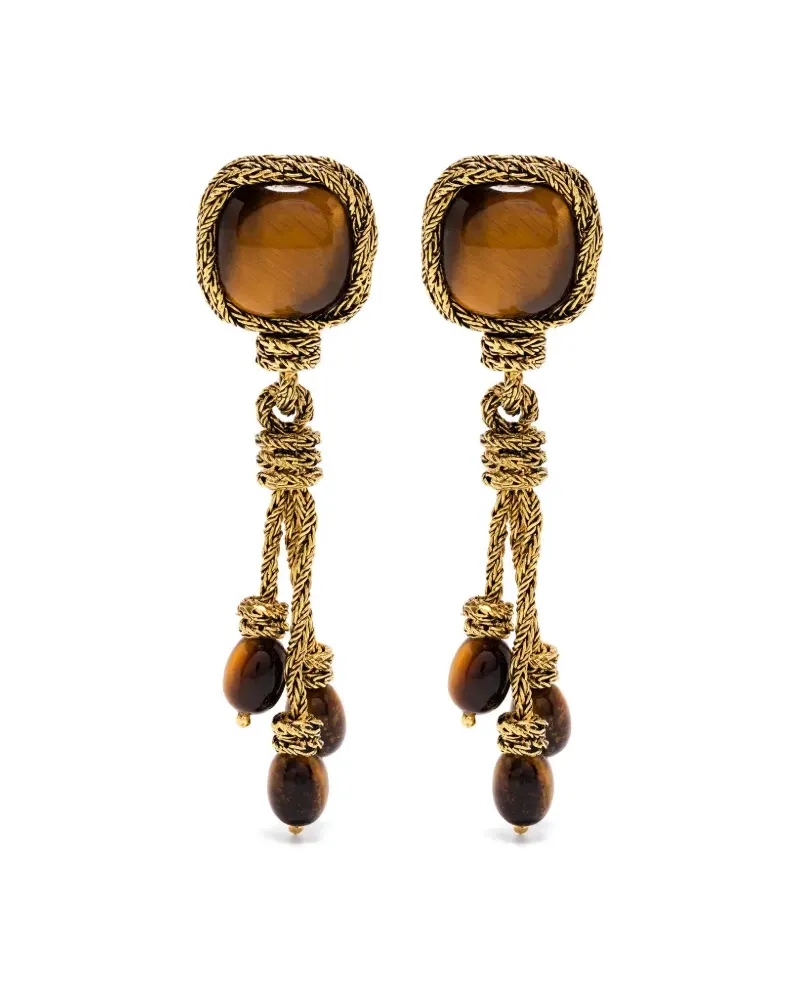 Aurélie Bidermann Miki Tiger Eye clip-on earrings - Gold Gold
