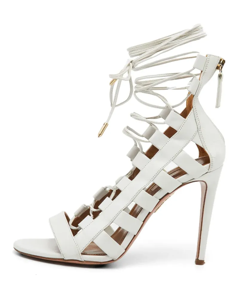 Aquazzura 105mm Amazon lace-up heeled sandals - Weiß Weiß