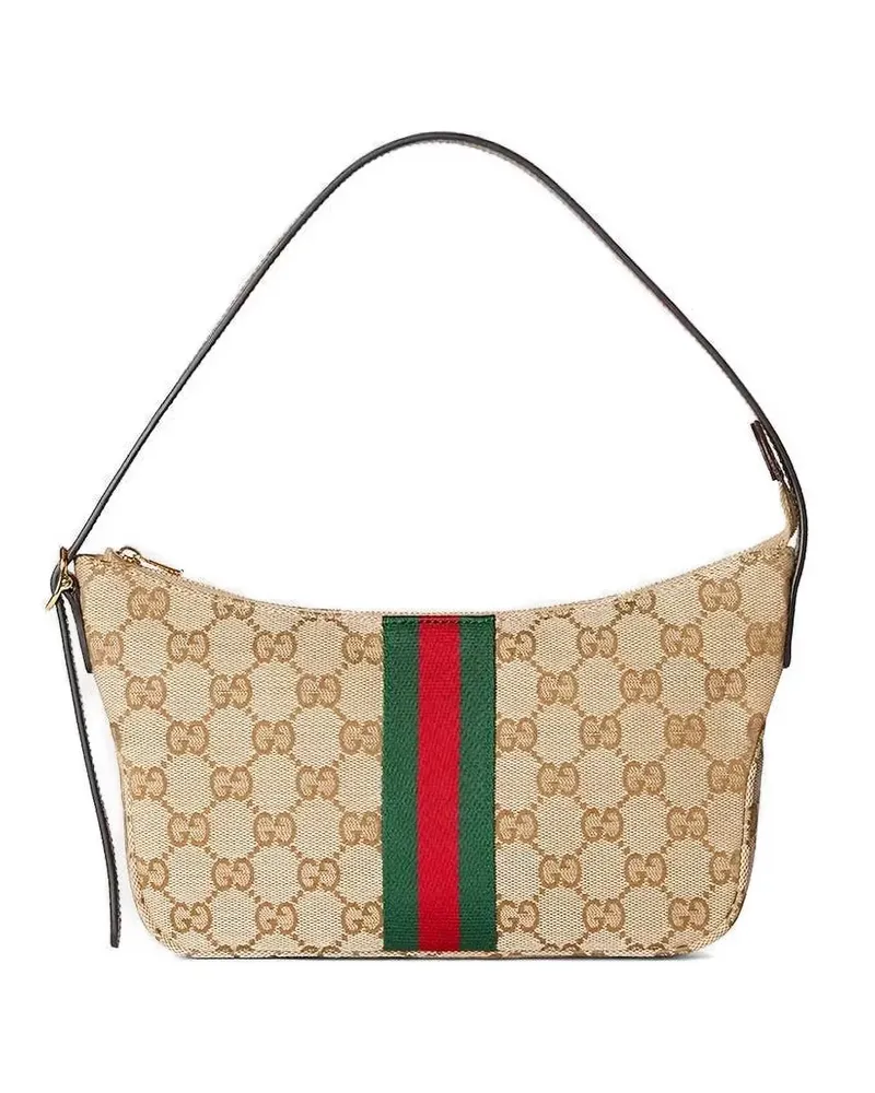 Gucci Kleine Lunetta Umhängetasche mit Webstreifen - Nude Nude