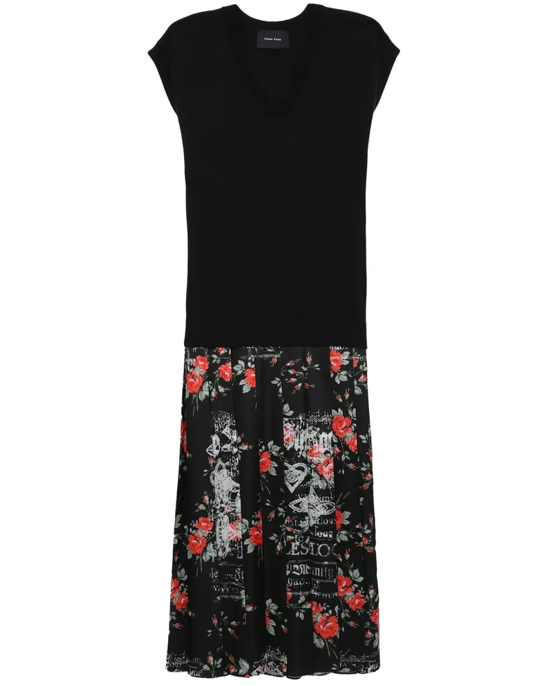 Simone Rocha Midikleid mit V-Ausschnitt - Schwarz Schwarz