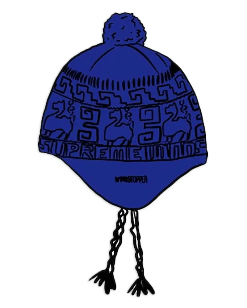 Supreme Being Bommelmütze mit Ohrenklappen - Blau Blau