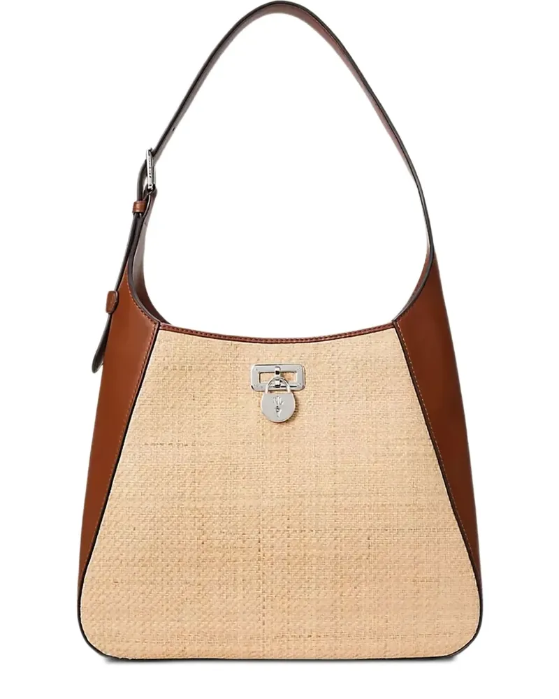 Ralph Lauren Tanner Schultertasche mit gewebtem Einsatz - Nude Nude