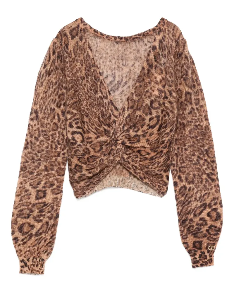 Twin-Set Pullover mit Leoparden-Print - Braun Braun