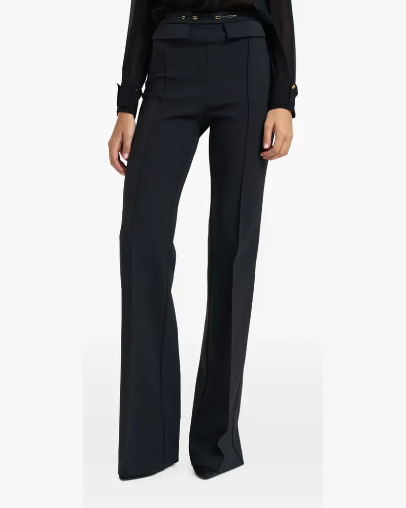 Elisabetta Franchi logo-plaque flared trousers - Schwarz Schwarz