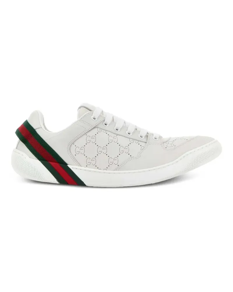 Gucci Sneakers mit perforiertem GG und Webstreifen - Weiß Weiß
