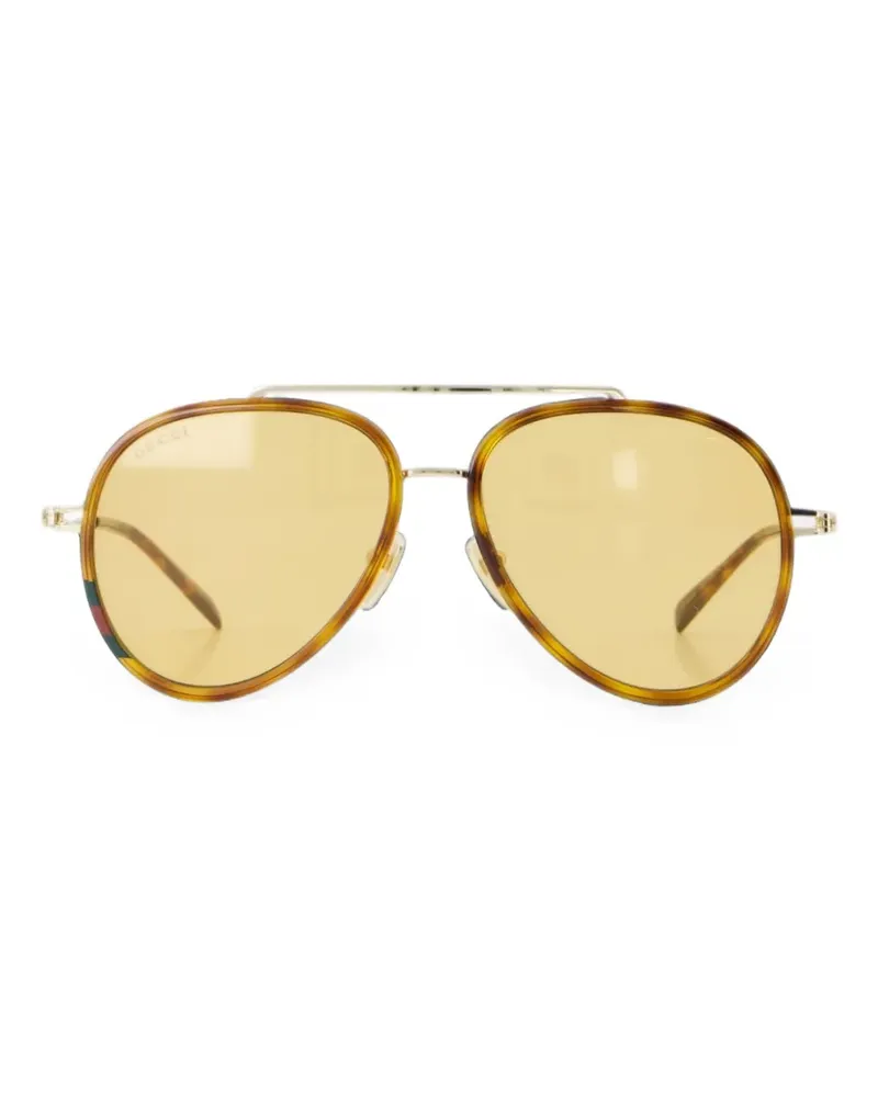 Gucci tortoiseshell-effect pilot-frame sunglasses - Braun Braun