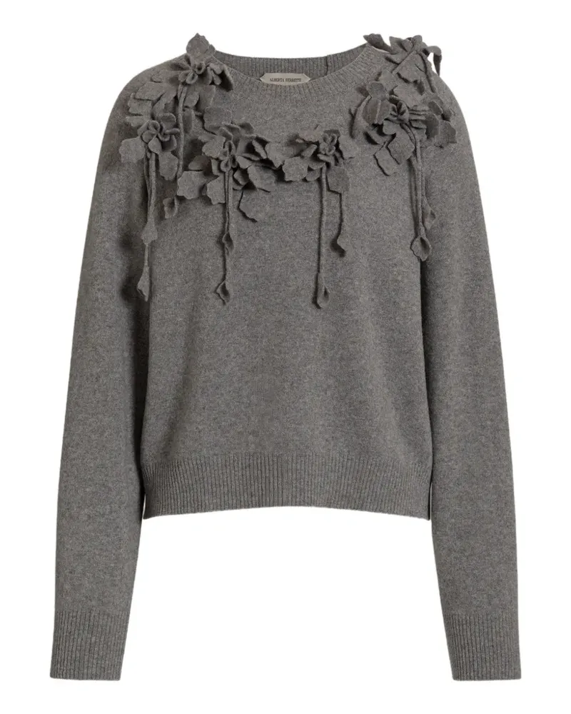 Alberta Ferretti Pullover mit Blumenapplikation - Grau Grau