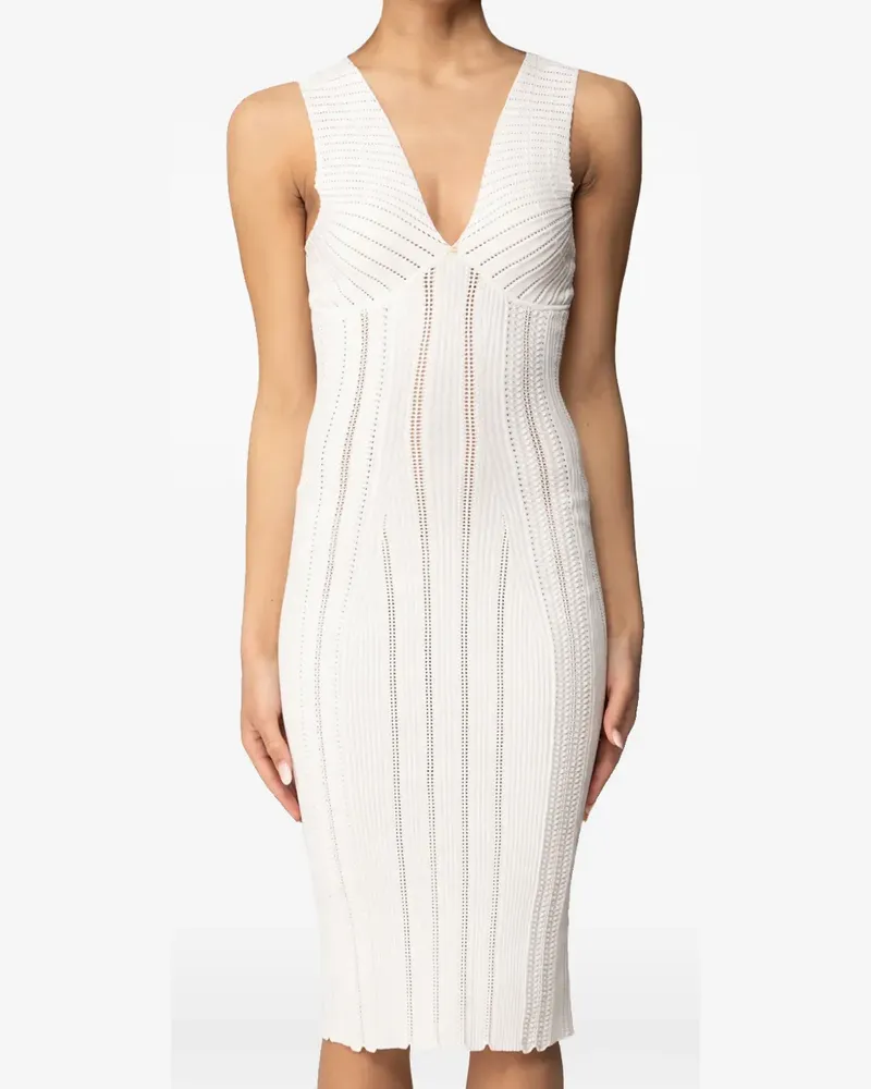 Elisabetta Franchi V-neck knitted midi dress - Weiß Weiß