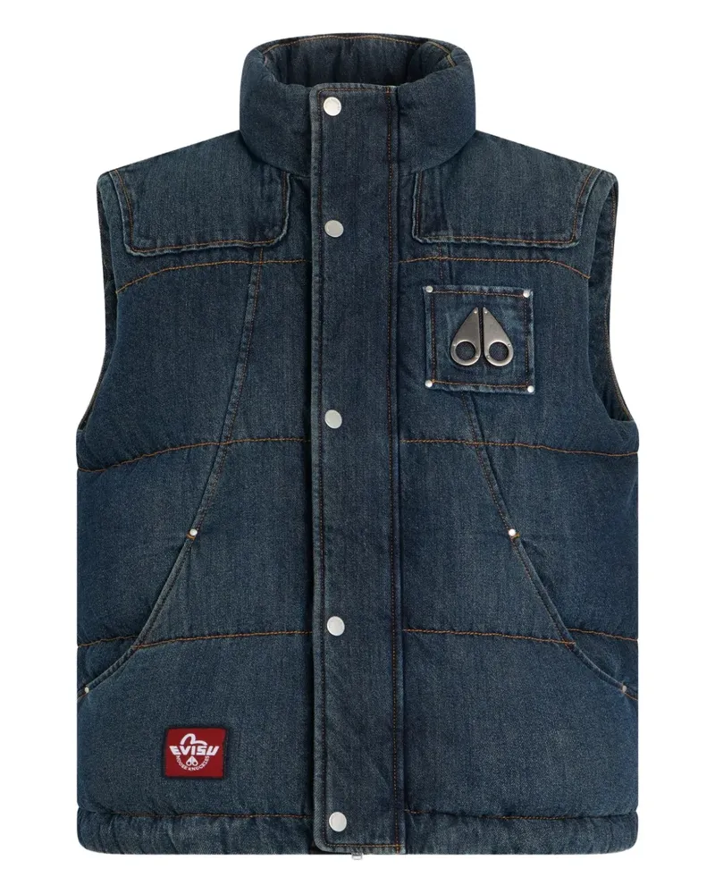 Moose Knuckles x Evisu wattierte Weste mit Logo-Patch - Blau Blau