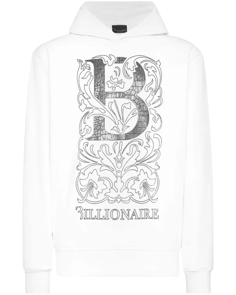 Billionaire Hoodie mit Logo-Print Weiß