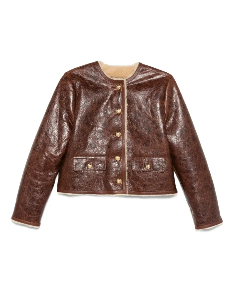 Nili Lotan Geknöpfte Zanie Lederjacke - Braun Braun