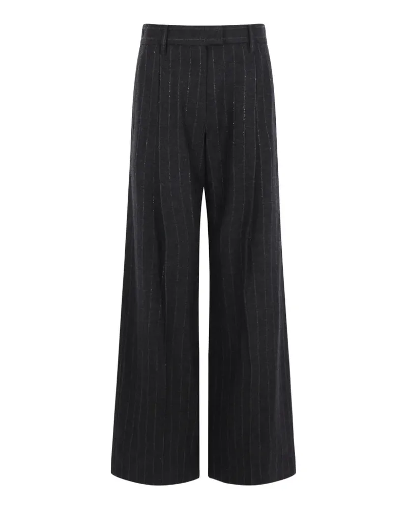 Brunello Cucinelli pinstripe sequin-embellished Palazzo pants - Grau Grau