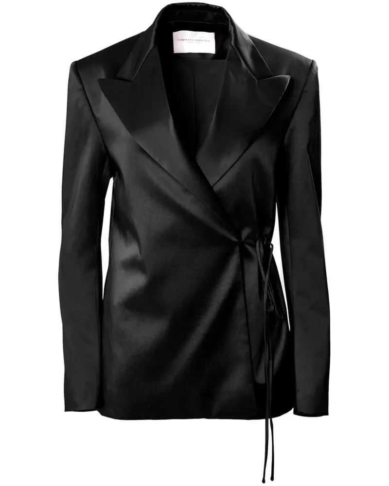 Carolina Herrera New York Gewickelter Satinblazer - Schwarz Schwarz
