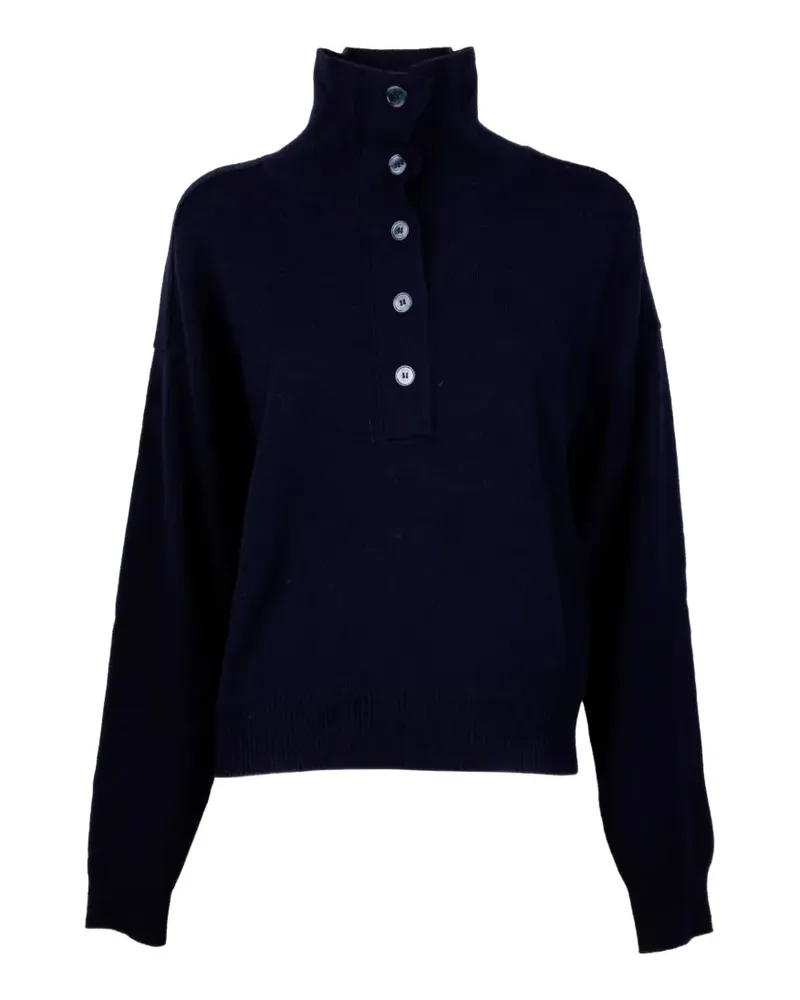 Seventy Geknöpfter Pullover mit Stehkragen - Blau Blau