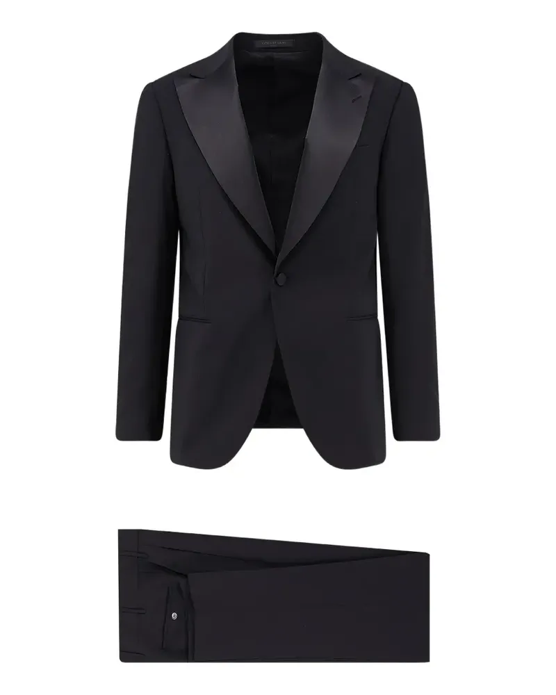 Corneliani satin lapel single-breasted suit - Schwarz Schwarz