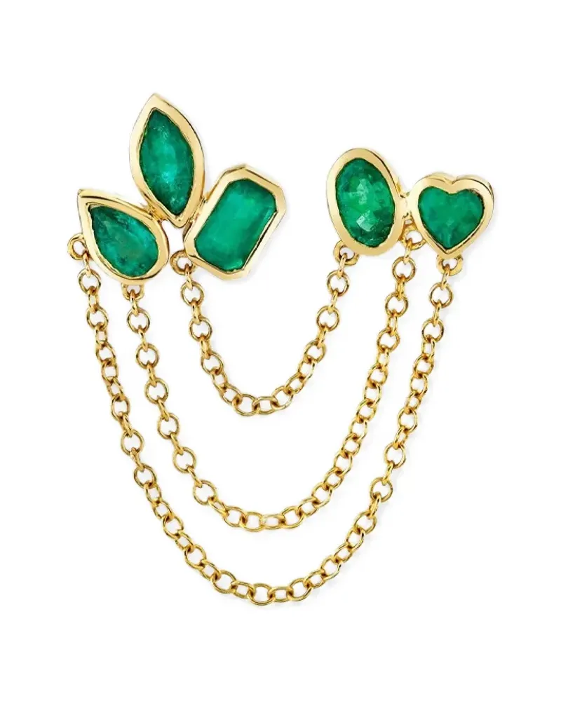 SHAY emerald double-chain stud earrings - Gold Gold
