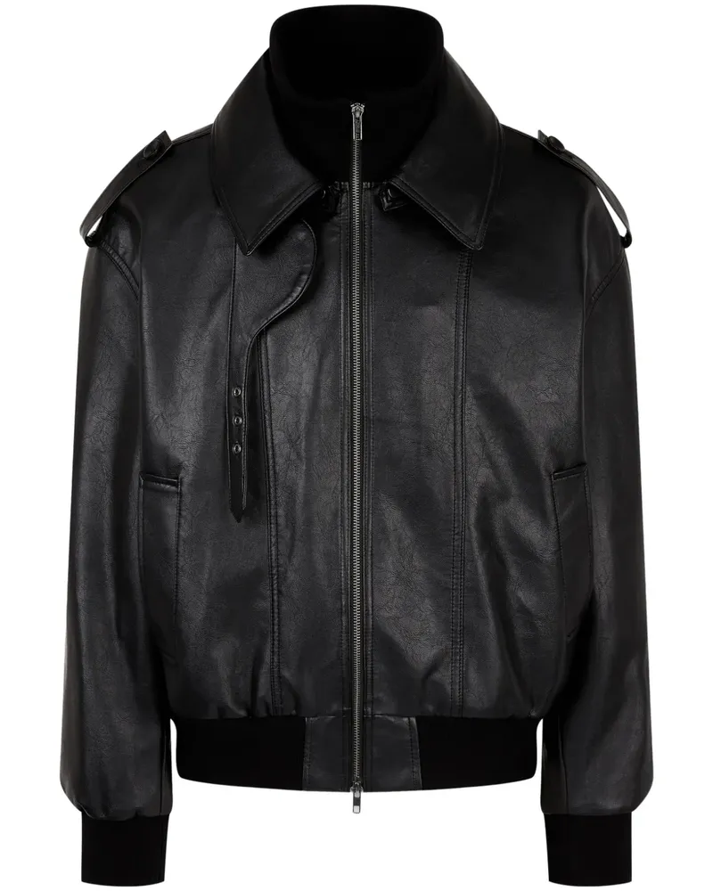 STUDIO TOMBOY Bomberjacke aus Faux-Leder - Schwarz Schwarz