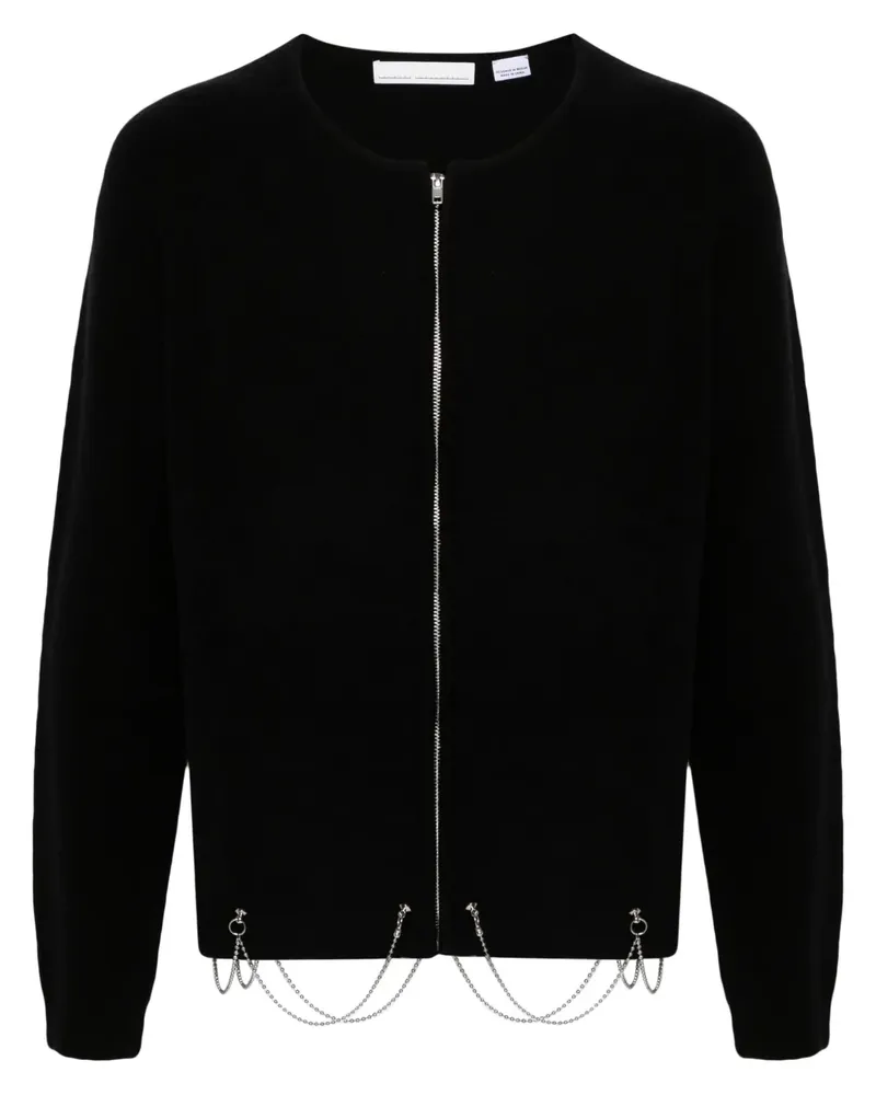 Random Identities Gebürsteter Cardigan mit Kettendetail - Schwarz Schwarz