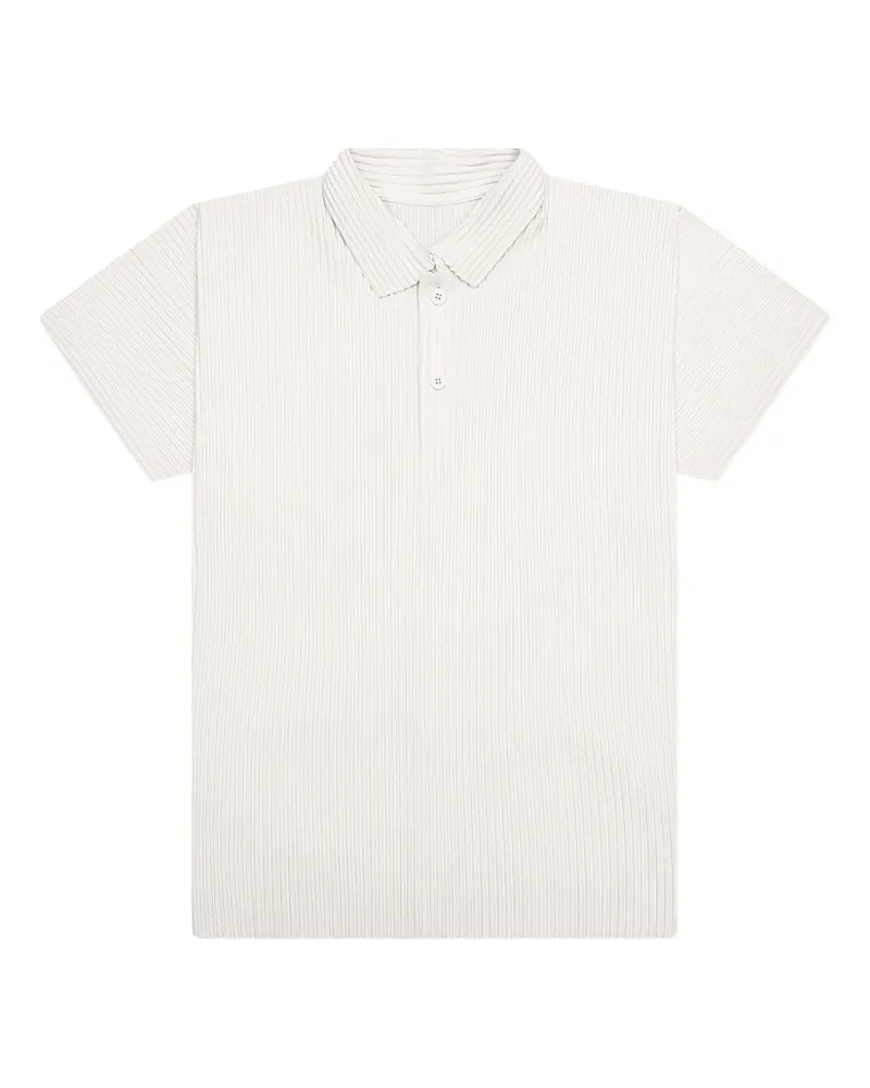 Issey Miyake Plissiertes Poloshirt - Weiß Weiß