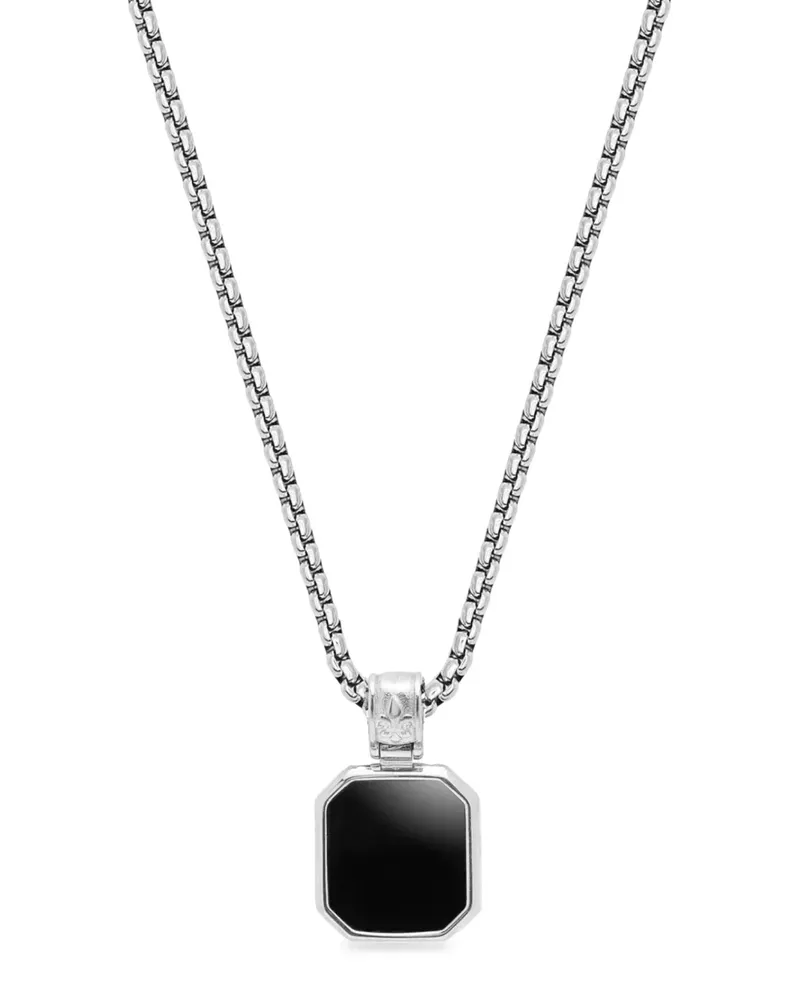 Nialaya Halskette mit eckigem Onyx-Anhänger - Silber Silber