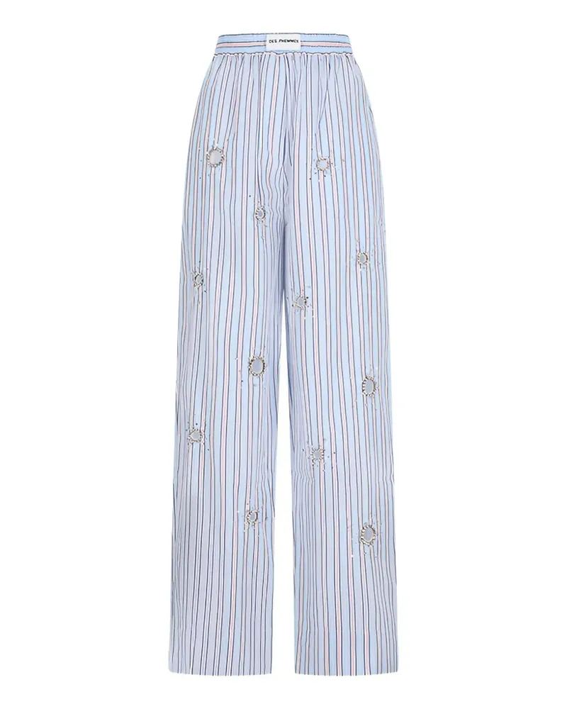Des Phemmes crystal-embellished striped trousers - Blau Blau