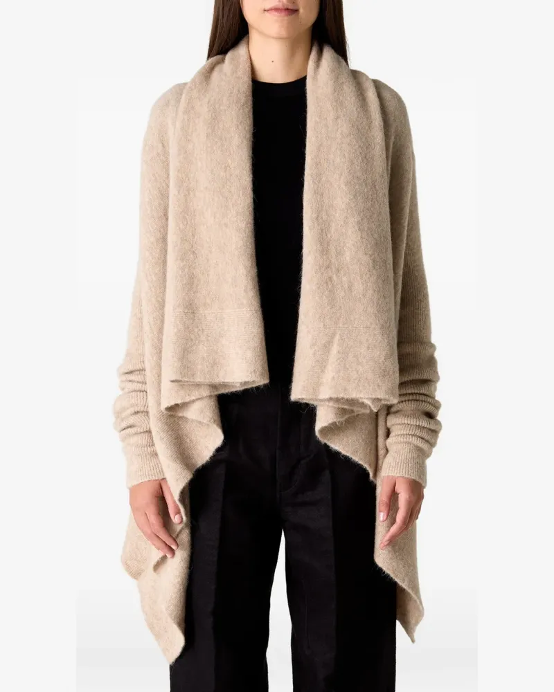 Rick Owens hooded medium wrap cardigan - Nude Nude