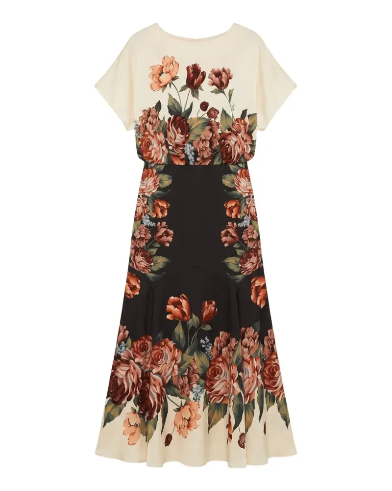 FARM Rio Kurzärmeliges Maxikleid mit Blumenprint - Nude Nude