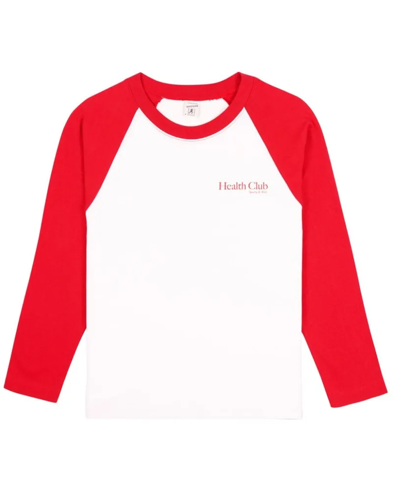 SPORTY & RICH Health Club Baseball-T-Shirt Weiß