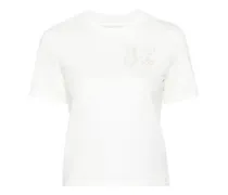 T-Shirt mit Logo-Stickerei - Nude