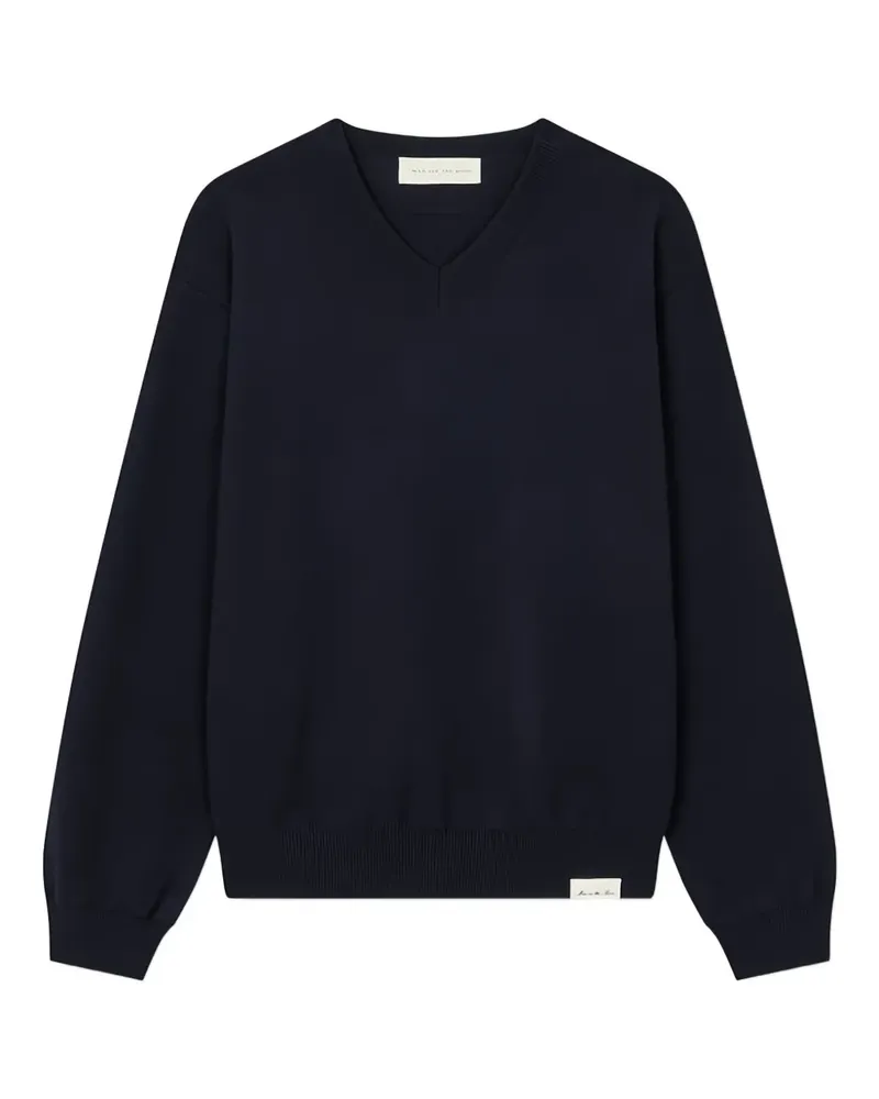 ManOnTheBoon Strickpullover mit V-Ausschnitt - Blau Blau