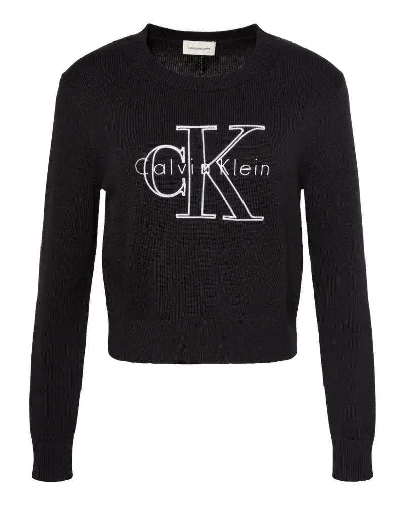 Calvin Klein Pullover mit aufgesticktem Logo - Schwarz Schwarz