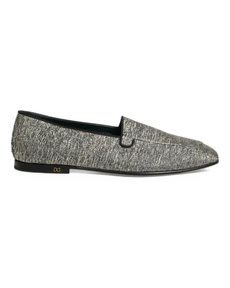 Dolce & Gabbana Loafer mit Logo und Glitter - Silber Silber