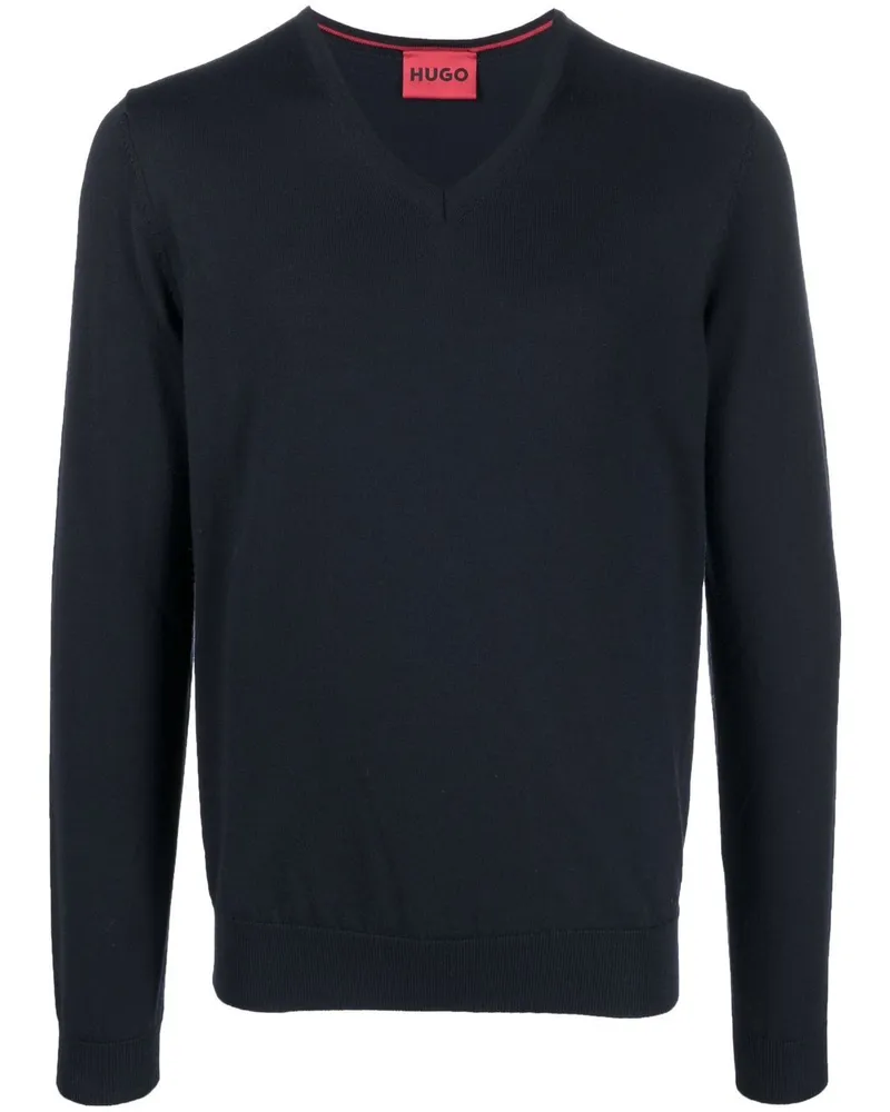 HUGO BOSS Pullover mit V-Ausschnitt - Blau Blau