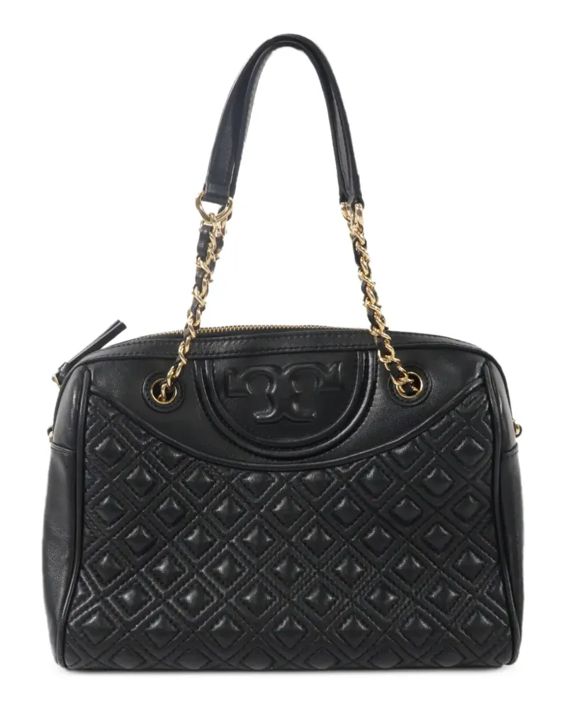 Tory Burch quilted logo-patch shoulder bag - Schwarz Schwarz