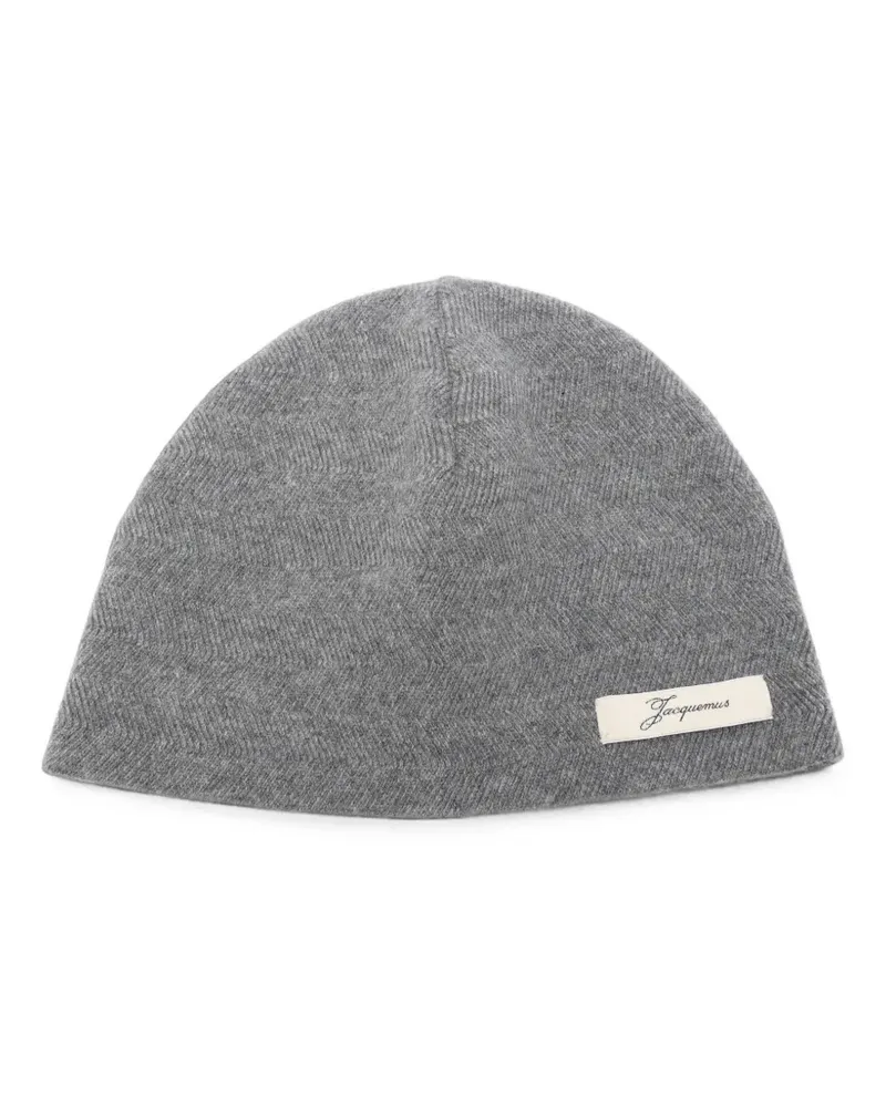 Jacquemus herringbone-knit beanie hat - Grau Grau