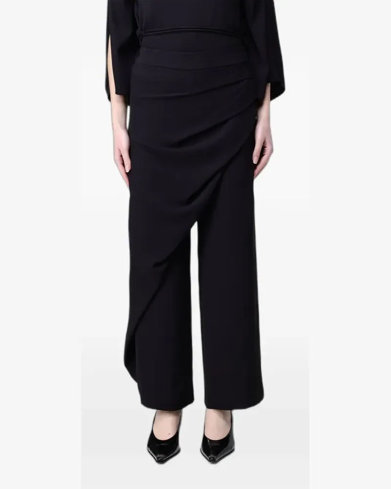 Hanita draped-panel pallazo trousers - Schwarz Schwarz