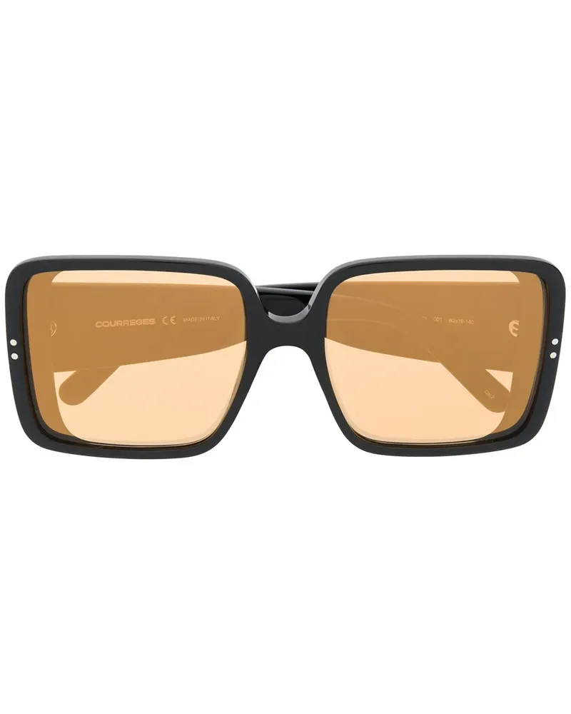 Courrèges Eckige Sonnenbrille - Schwarz Schwarz