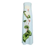 Trägerloses Chiné Cyclamen Kleid - Blau