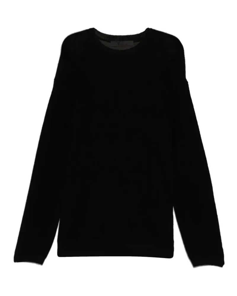 Yohji Yamamoto Srukturierter Strickpullover mit Logo-Print - Schwarz Schwarz