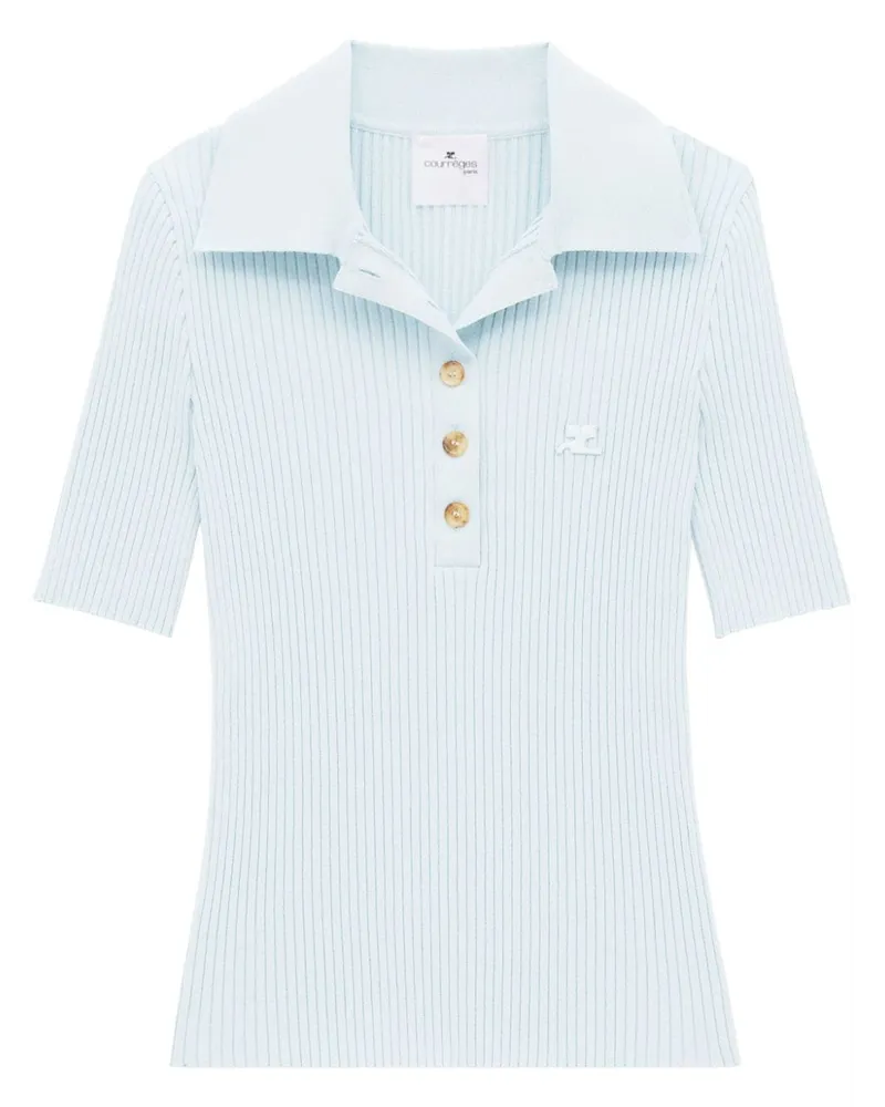 Courrèges Poloshirt mit Signaturen - Blau Blau