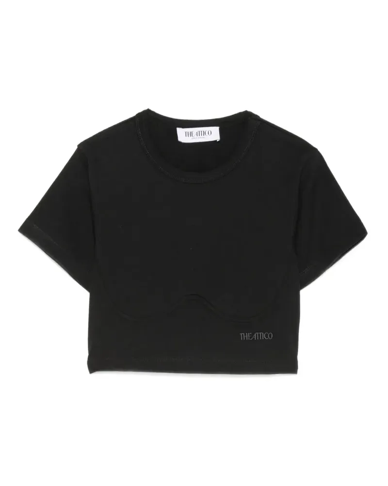 ATTICO Cropped-T-Shirt mit Corsage-Detail - Schwarz Schwarz