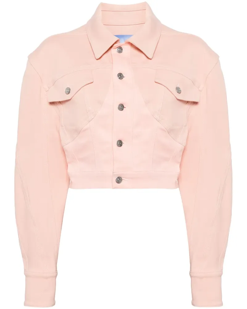 Thierry Mugler Jeansjacke mit Logo-Patch - Rosa Rosa