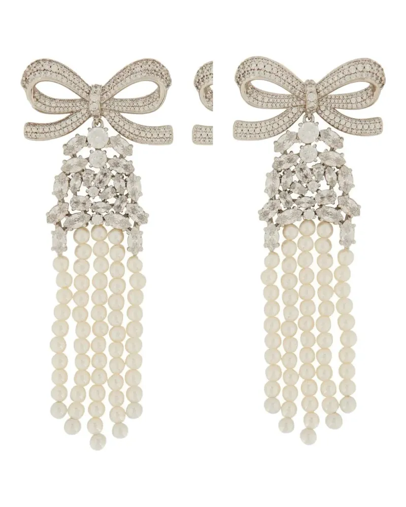 Self-Portrait bow faux-pearl earrings - Silber Silber
