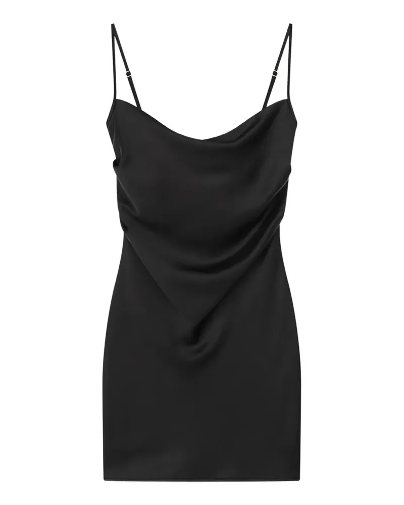 Nanushka Schmales Seren Minikleid mit Wasserfallkragen - Schwarz Schwarz