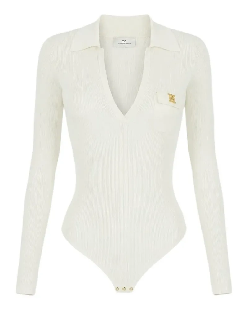 Elisabetta Franchi Gerippter Body mit V-Ausschnitt - Nude Nude