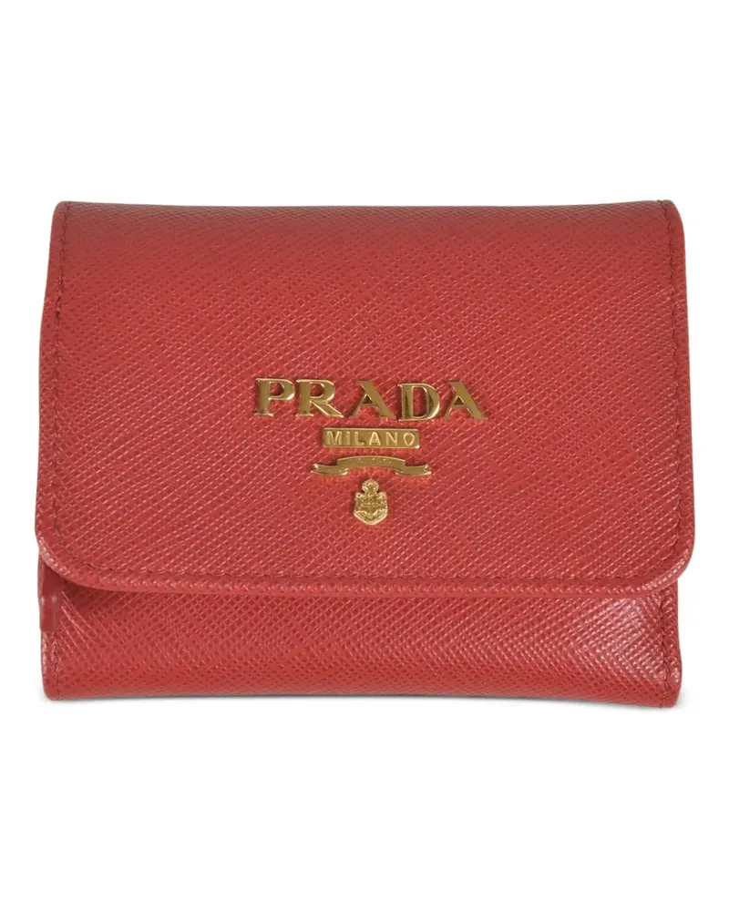 Prada Portemonnaie mit Logo-Schild - Rot Rot