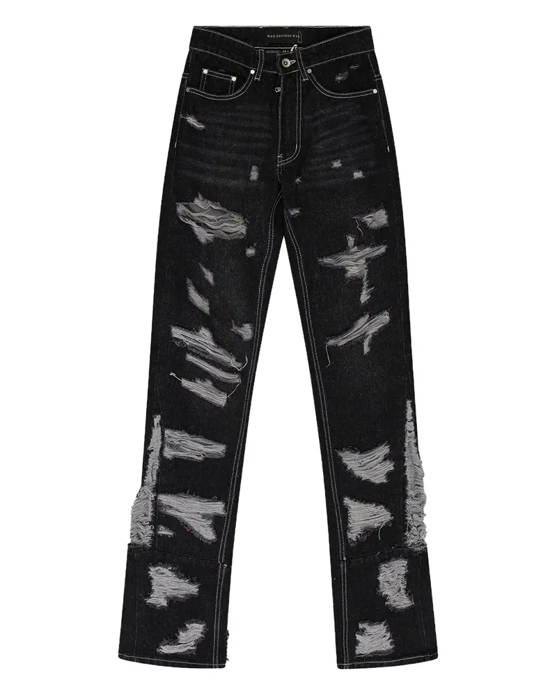 WHO DECIDES WAR Jeans in Distressed-Optik - Schwarz Schwarz