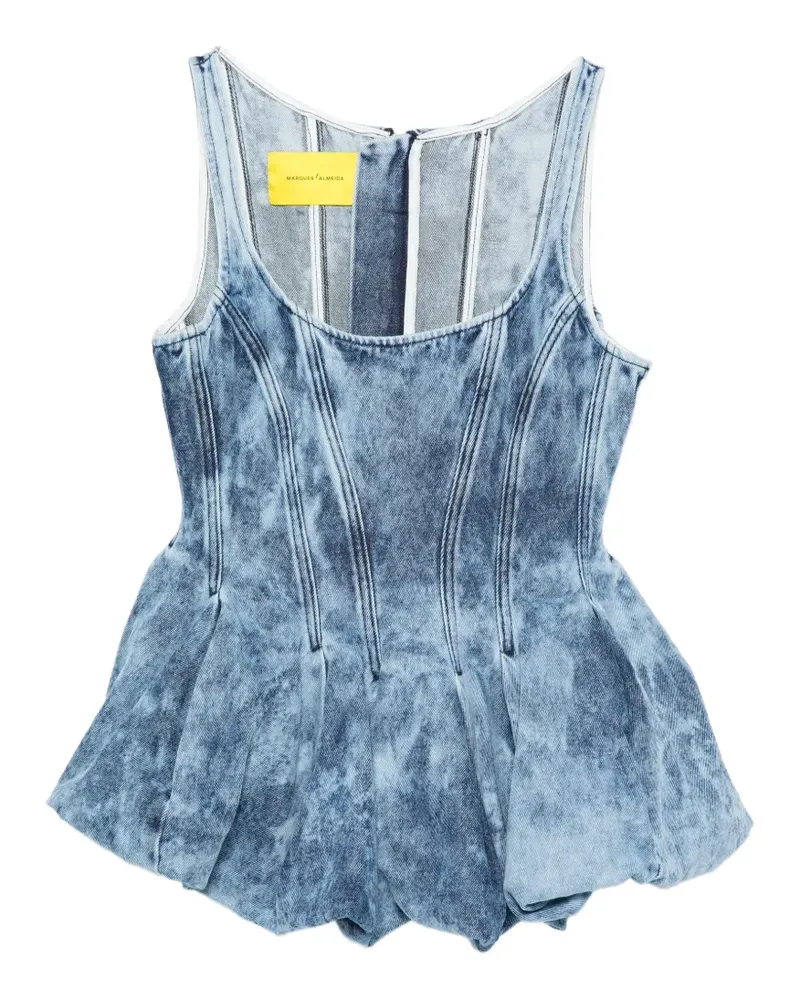 Marques ' Almeida pleated acid wash top - Blau Blau