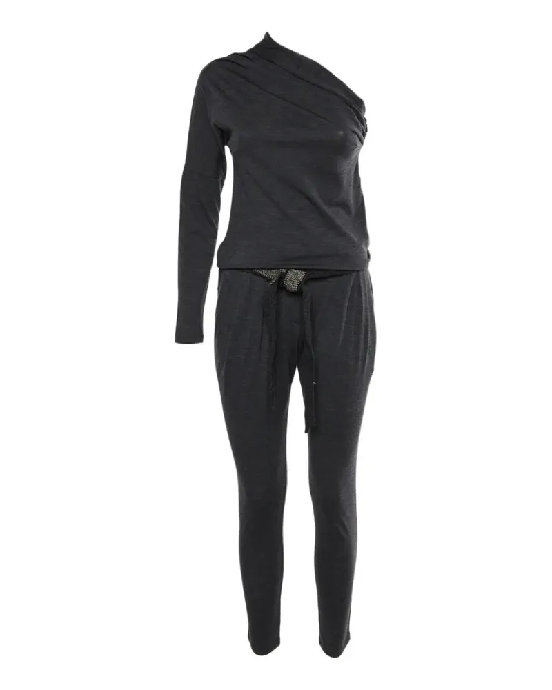 Brunello Cucinelli one-shoulder tapered-leg jumpsuit - Grau Grau